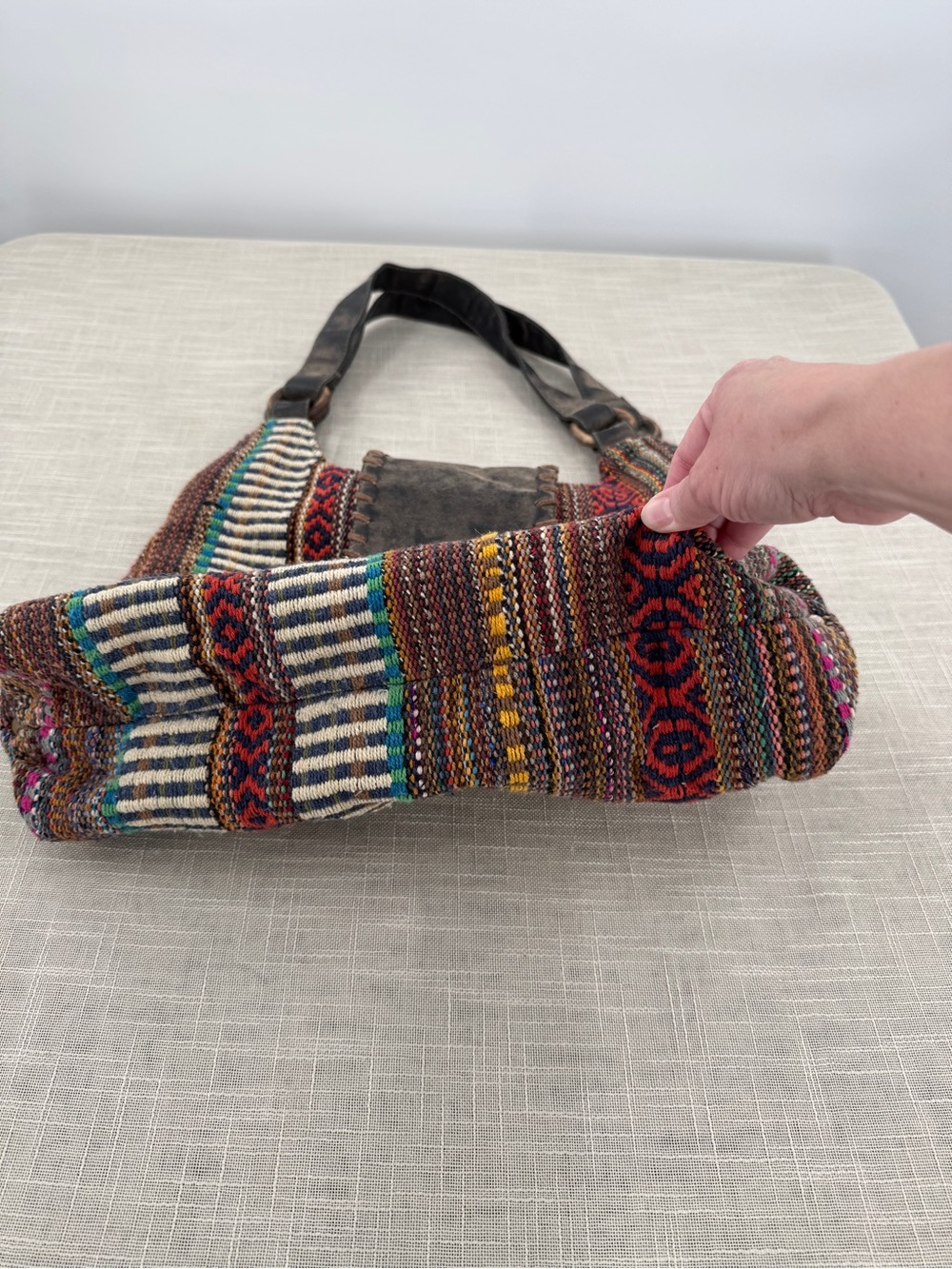 Woven Tapestry Boho Hobo Bag Fringe Multicolor Hippie Shoulder Purse - Picture 5 of 13